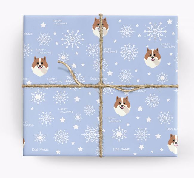 Personalized 'Happy Holidays' Christmas Wrapping Paper with your {breedFullName} icon